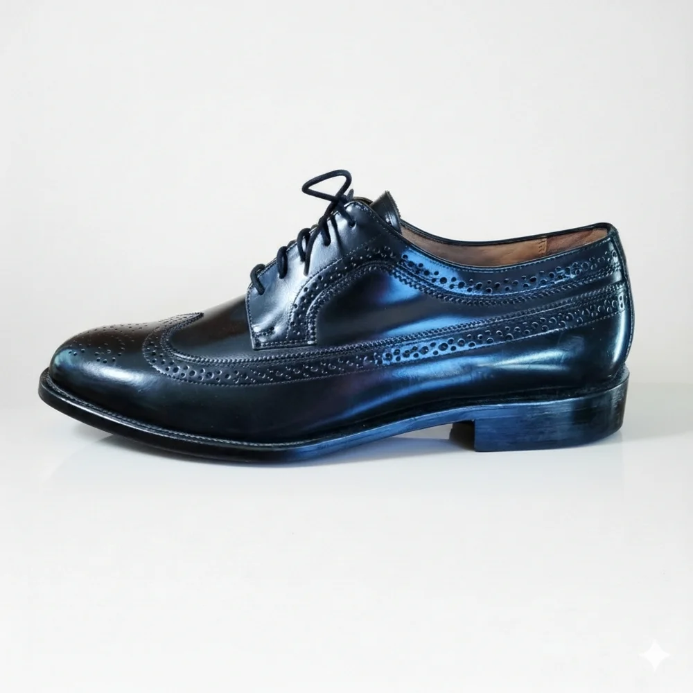 Bostonian Luxe Men's 12 NEW Shoes Black Leather Oxford Wingtips Formal Classic
